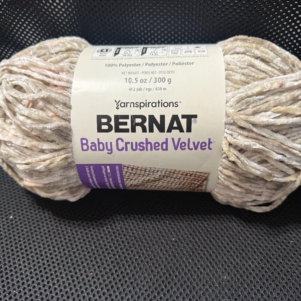 New Yarnspirations Bernat Baby Crushed Velvet in "Cuddle Bunny"